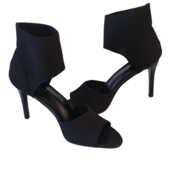 NWOT Newbella Black Stiletto Heels with Stretchy Ankle Cuff - Picture 5 of 9